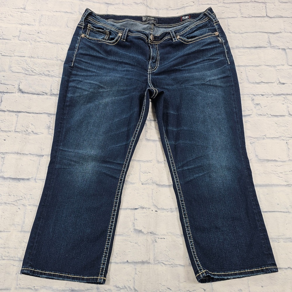 Silver Jeans Co Suki Capri Jeans Womens 20 Dark Blue Fluid Denim Mid Rise